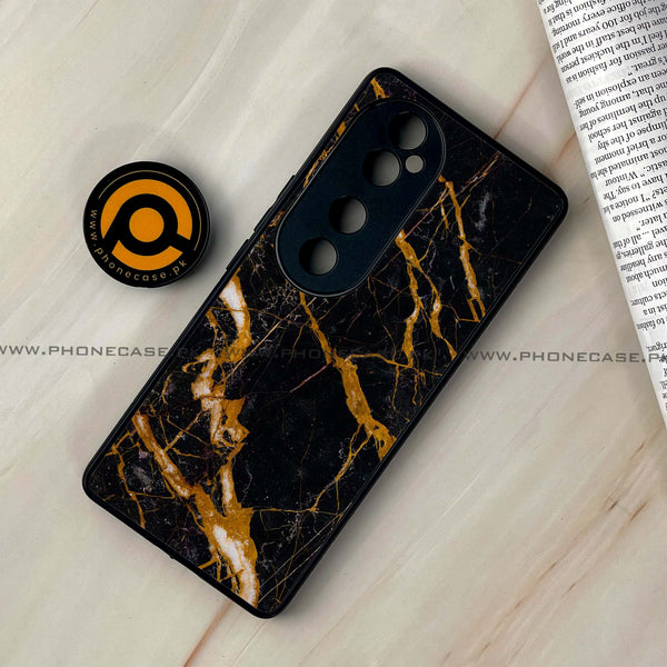 Vivo V40 - Golden Black Marble - Premium Printed Glass soft Bumper shock Proof Case