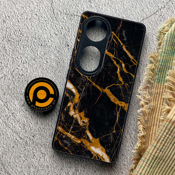Vivo V40 Pro - Golden Black Marble - Premium Metal Printed soft Bumper shock Proof Case