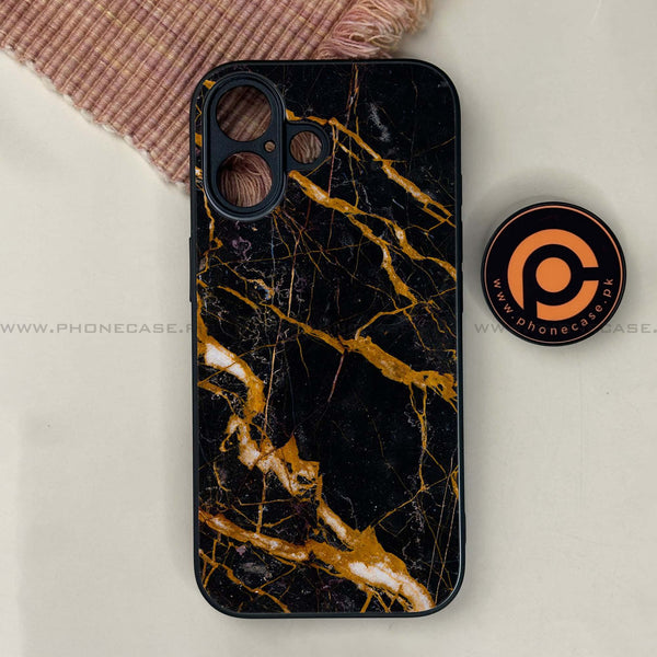iPhone 17 -  Golden Black Marble - Premium Metal Printed soft Bumper shock Proof Case