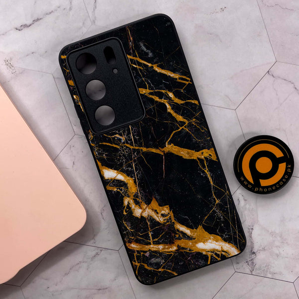 Realme C75 4G - Golden Black Marble - Premium Metal Printed soft Bumper shock Proof Case