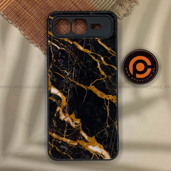 Infinix Smart 10 Plus - Golden Black Marble - Premium Metal Printed soft Bumper shock Proof Case