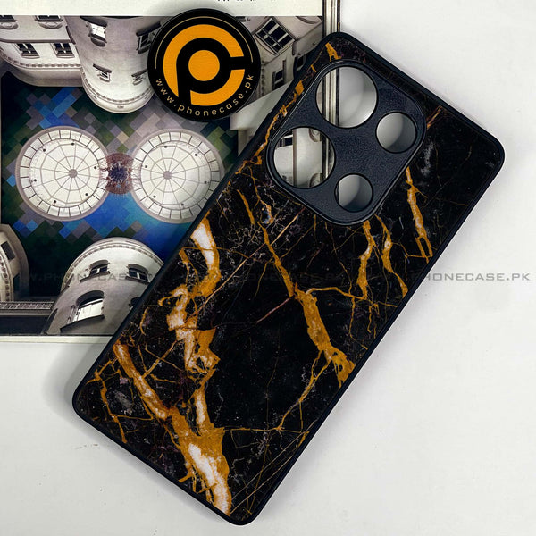 Redmi Note 13 Pro 4G - Golden Black Marble - Premium Metal Printed soft Bumper shock Proof Case