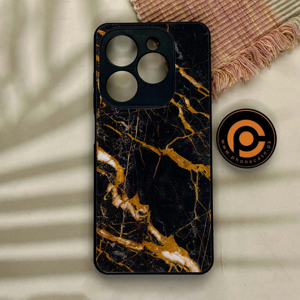 Tecno Spark GO 2024/ Smart 8/ Spark 20/ 20c/ Pop 8/ Hot 40i - Golden Black Marble - Premium Metal Printed soft Bumper Shock Proof Case CS-7378