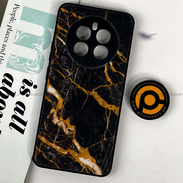 Realme 12 - Golden Black Marble - Premium Printed Glass soft Bumper Shock Proof Case