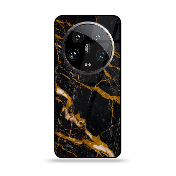 Xiaomi 14 Ultra - Golden Black Marble -  Premium Printed Metal soft Bumper shock Proof Case