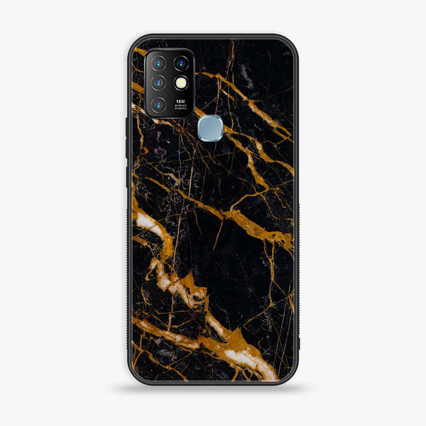 Infinix Hot 10 - Golden Black Marble -  Premium Printed Metal soft Bumper shock Proof Case