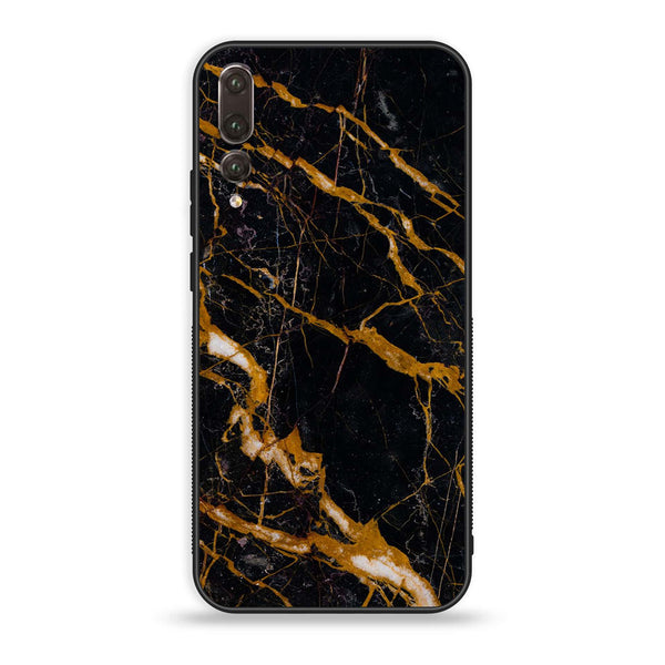 Huawei P20 Plus - Golden Black Marble - Premium Printed Glass Case