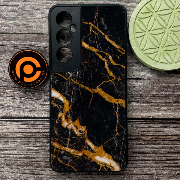 Realme C65  - Golden Black Marble - Premium Metal Printed soft Bumper shock Proof Case