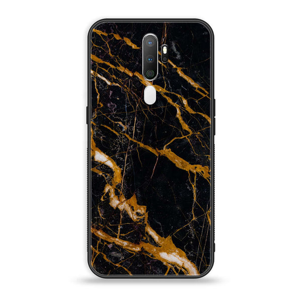 OPPO A5 2020 - Golden Black Marble -  Premium Printed Metal soft Bumper shock Proof Case