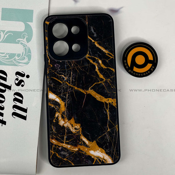 Vivo Y28 - Golden Black Marble - Premium Printed Glass soft Bumper shock Proof Case