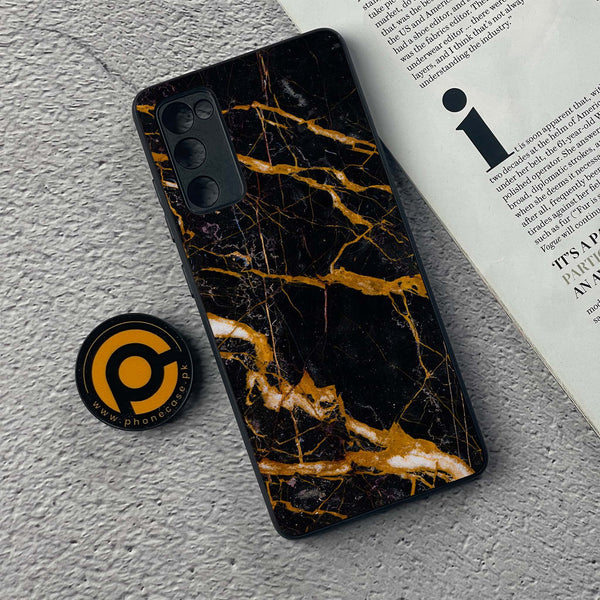 Samsung Galaxy S20 FE - Golden Black Marble - Premium Printed Glass soft Bumper Shock Proof Case