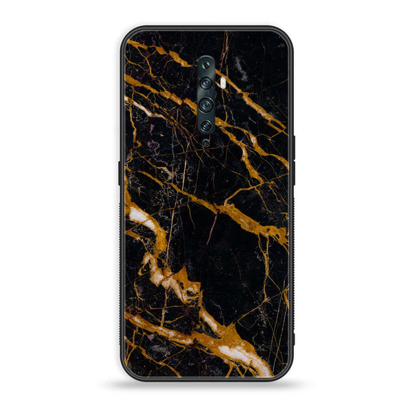 OPPO Reno 2f - Golden Black Marble - Premium Printed Glass Case