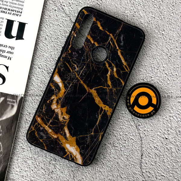 Huawei Y9 Prime (2019) - Golden Black Marble - Premium Printed Glass soft Bumper Shock Proof Case CS-351499
