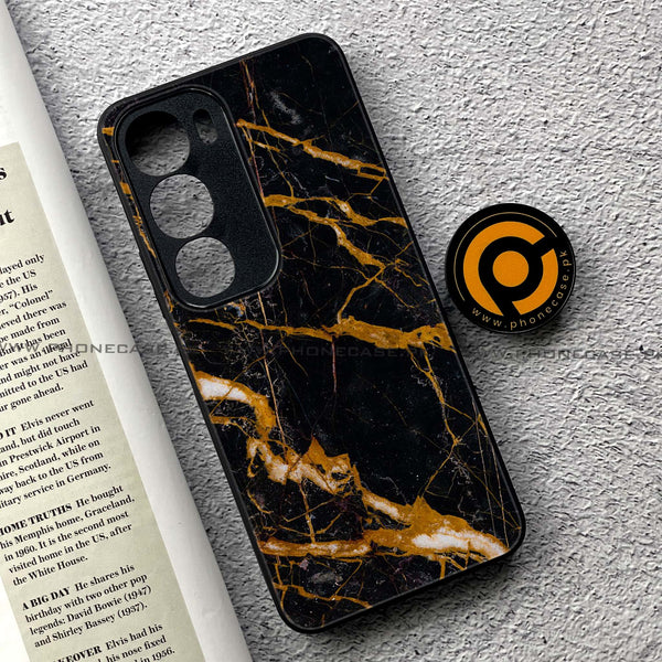 Vivo Y19s Pro - Golden Black Marble - Premium Metal Printed soft Bumper shock Proof Case