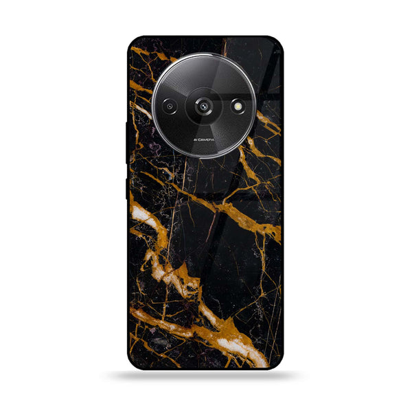 Xiaomi Redmi A3 - Golden Black Marble -  Premium Printed Metal soft Bumper shock Proof Case