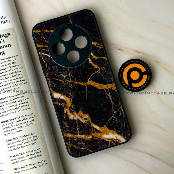 Tecno Spark 30C - Golden Black Marble - Premium Printed Glass soft Bumper Shock Proof Case