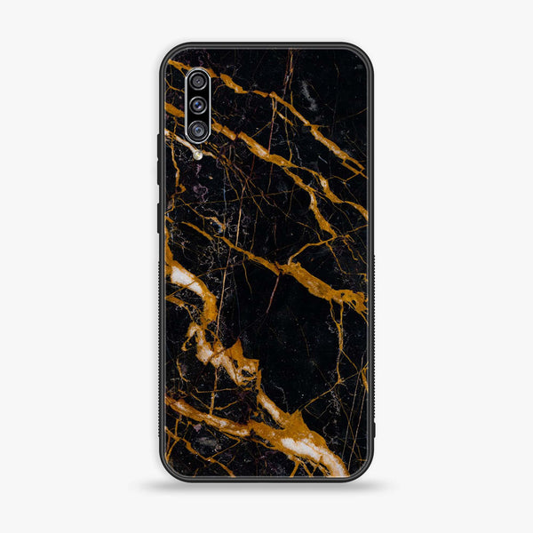 Galaxy A50 - Golden Black Marble - Premium Printed Glass soft Bumper shock Proof Case