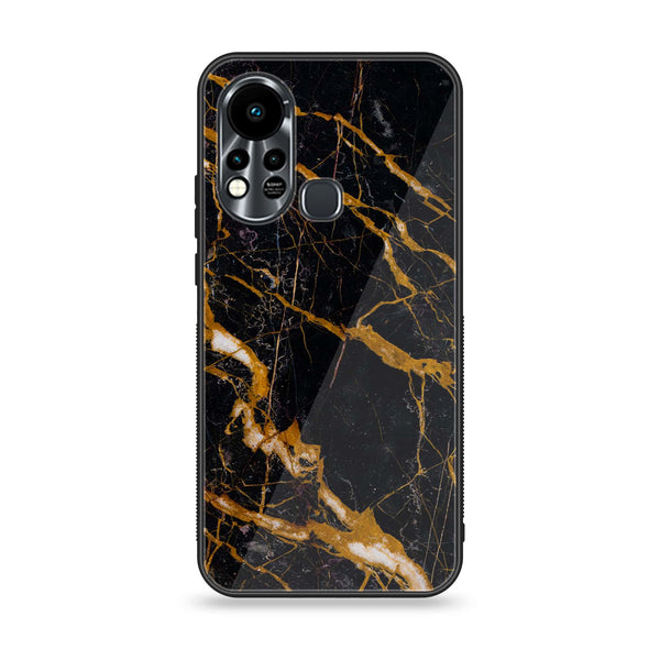 Infinix Hot 11S NFC  Golden Black Marble  Premium Printed Glass soft Bumper Shock Proof Case