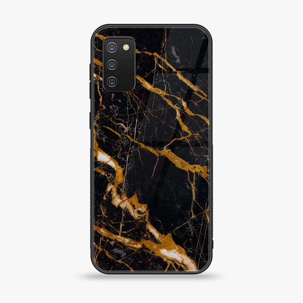 Samsung Galaxy A02s - Golden Black Marble - Premium Printed Glass Case