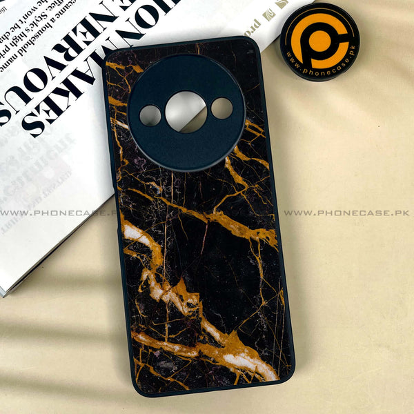 Xiaomi Redmi A3x - Golden Black Marble -  Premium Printed Metal soft Bumper shock Proof Case