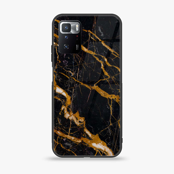 Xiaomi POCO X3 GT - Golden Black Marble -  Premium Printed Metal soft Bumper shock Proof Case