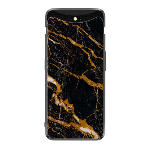 Oppo Find X - Golden Black Marble -  Premium Printed Metal soft Bumper shock Proof Case