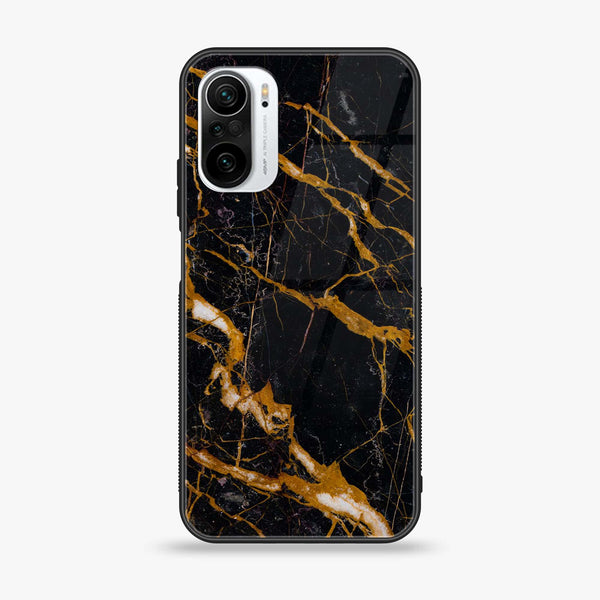 Xiaomi Poco F3 - Golden Black Marble -  Premium Printed Metal soft Bumper shock Proof Case