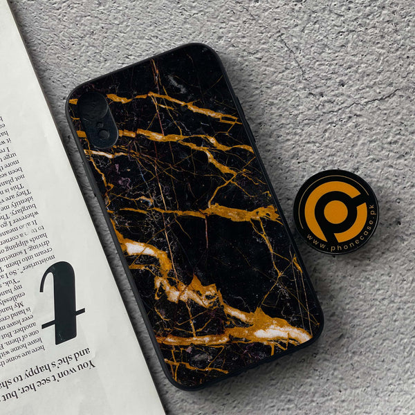 iPhone XR - Golden Black Marble - Premium Metal Printed soft Bumper shock Proof Case