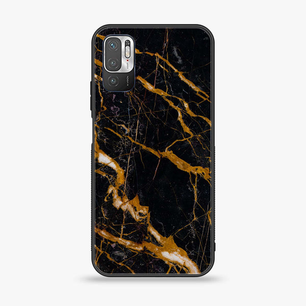 Xiaomi Redmi Note 10 5G - Golden Black Marble - Premium Printed Glass soft Bumper shock Proof Case