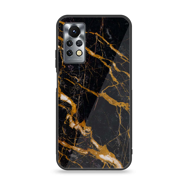 Infinix Note 11s - Golden Black Marble - Premium Printed Glass soft Bumper Shock Proof Case