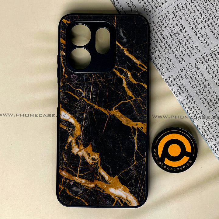 Infinix Hot 50i /  Smart 9/ Smart 9 HD -  Golden Black Marble - Premium Metal Printed soft Bumper shock Proof Case  CS-29874 CS-30260 CS-30534 CS-31509