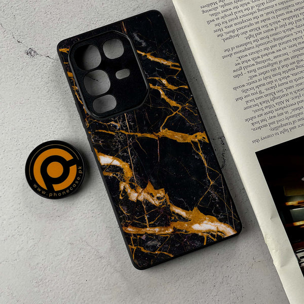 Infinix Note 50 - Golden Black Marble - Premium Metal Printed Soft Bumper Shockproof Case