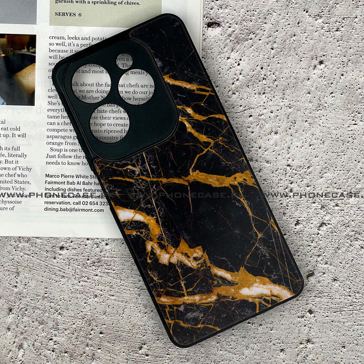 Infinix Hot 40 - Golden Black Marble - Premium Metal Printed soft Bumper shock Proof Case