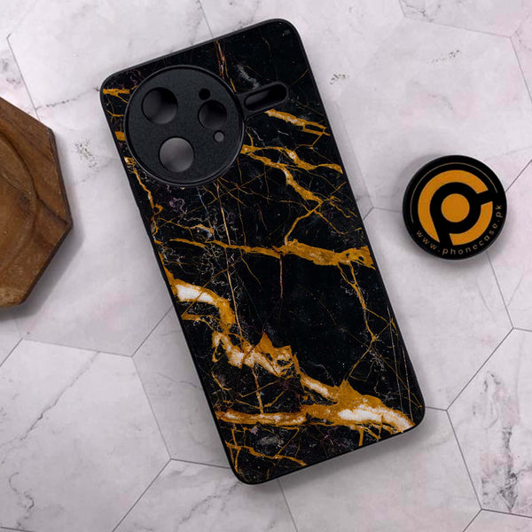 Xiaomi Poco F7 Ultra 5G - Golden Black Marble - Premium Metal Printed soft Bumper shock Proof Case