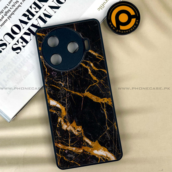 Tecno Camon 30 Pro 5G - Golden Black Marble -  Premium Printed Metal soft Bumper shock Proof Case