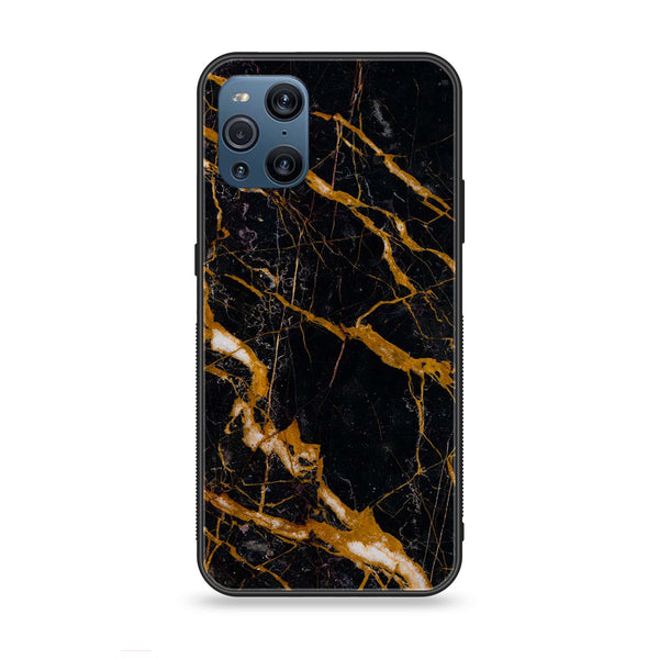 Oppo Find X3 - Golden Black Marble - Premium Printed Glass Case