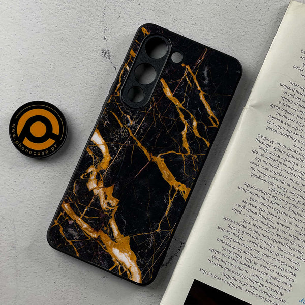 Vivo Y04 - Golden Black Marble - Premium Metal Printed soft Bumper shock Proof Case