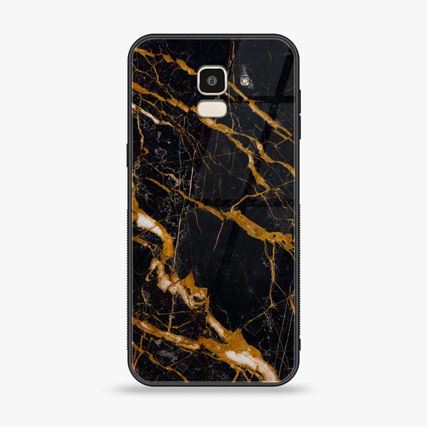 Samsung Galaxy J6 (2018) - Golden Black Marble - Premium Printed Glass soft Bumper Shock Proof Case