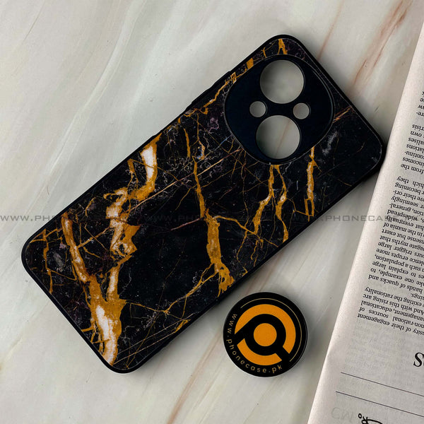 Tecno Spark Go 1 - Golden Black Marble - Premium Printed Glass soft Bumper shock Proof Case CS-33623