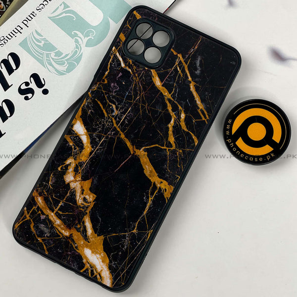 Samsung Galaxy A22 - Golden Black Marble - Premium Printed Metal soft Bumper shock Proof Case