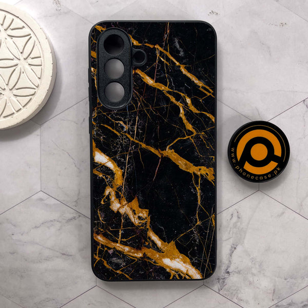 Samsung Galaxy A26 5G - Golden Black Marble - Premium Metal Printed soft Bumper shock Proof Case