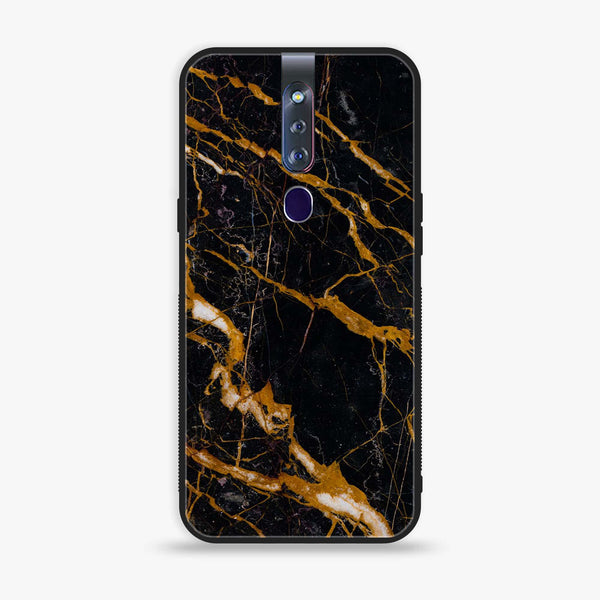 Oppo F11 Pro - Golden Black Marble - Premium Printed Glass soft Bumper shock Proof Case