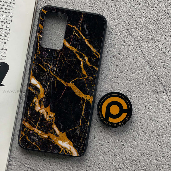 Vivo V21 - Golden Black Marble - Premium Printed Glass soft Bumper Shock Proof Case CS-38427