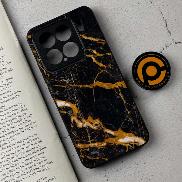 Xiaomi 15 - Golden Black Marble - Premium Metal Printed soft Bumper shock Proof Case