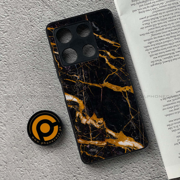 Infinix Note 30 Pro - Golden Black Marble  - Premium Metal Printed soft Bumper shock Proof Case