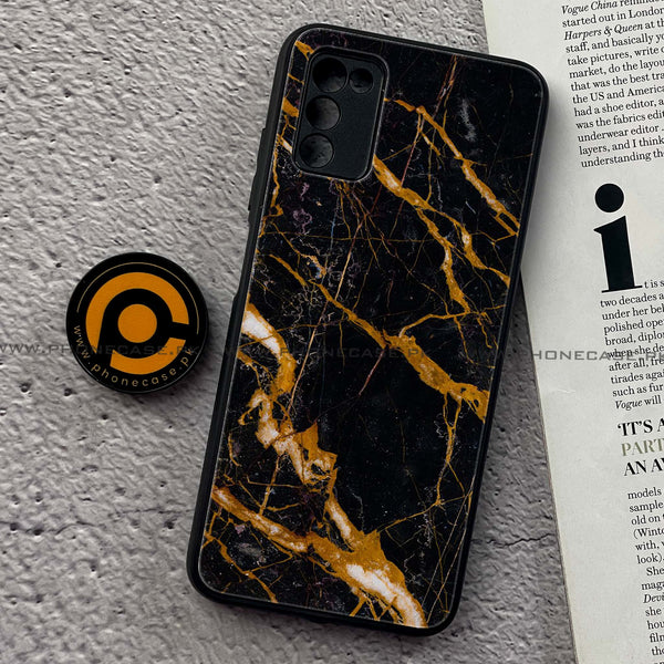 Samsung Galaxy A02s - Golden Black Marble - Premium Printed Metal Case