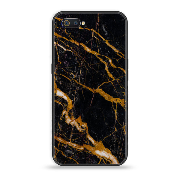 Oppo Realme C2 - Golden Black Marble - Premium Printed Glass Case