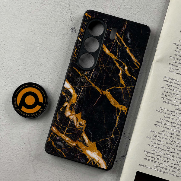 Tecno Camon 40 Pro - Golden Black Marble - Premium Metal Printed Soft Bumper Shockproof Case