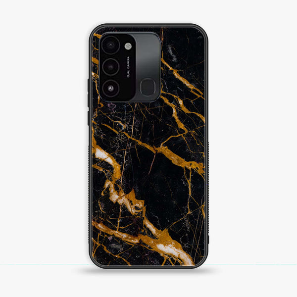 Tecno Spark Go 2022 - Golden Black Marble - Premium Printed Glass soft Bumper Shock Proof Case