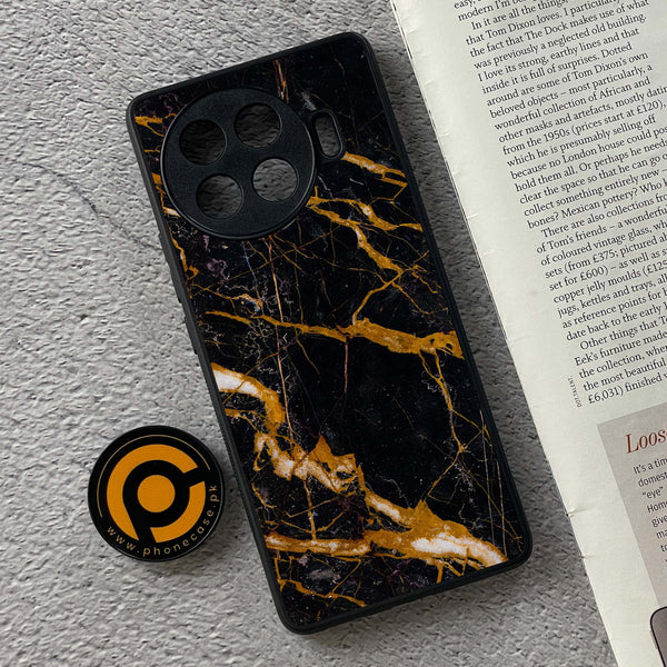 Tecno Spark 20 Pro Plus - Golden Black Marble -  Premium Printed Metal soft Bumper shock Proof Case